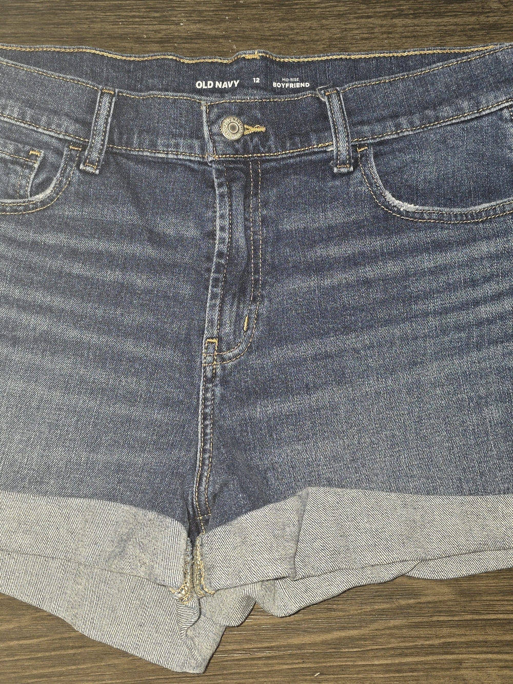 Old Navy Dark Blue Rolled Hem Boyfriend Jean Shorts